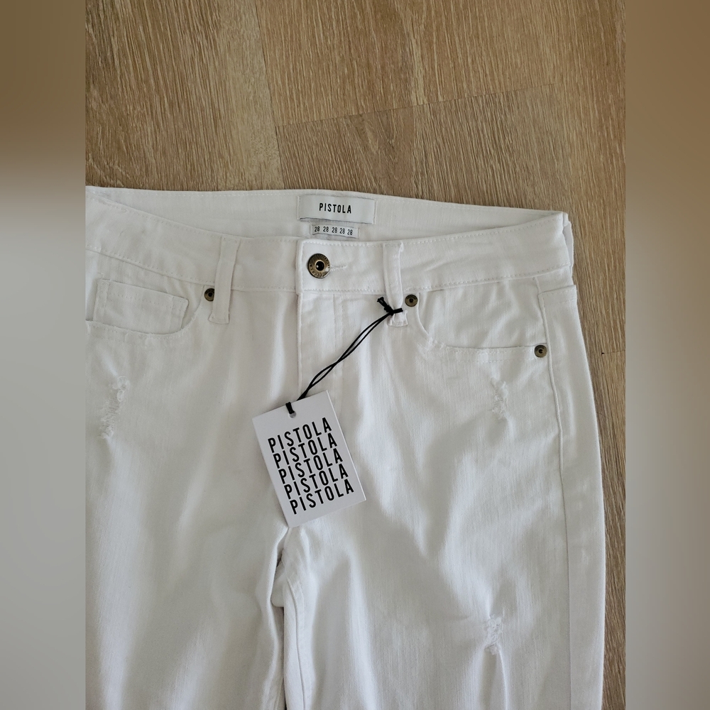 Pistola White distressed high rise skinny jeans size 28 - Picture 3 of 6